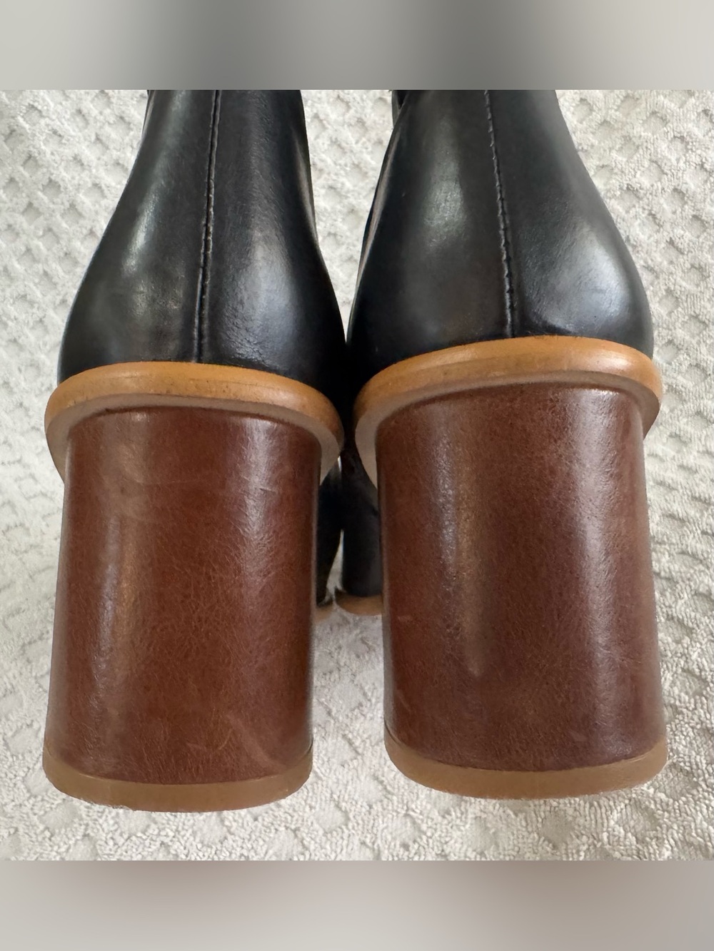 ALOHAS West Black Vintage Leather Square Toe Ankle Boots Brown Heel EU 38 US 7.5 - Picture 10 of 16
